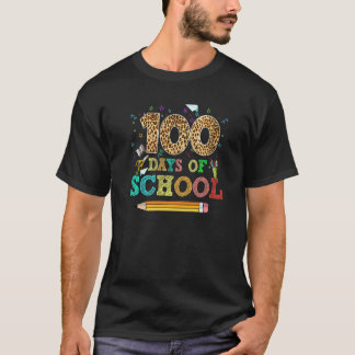 100 Tage Schule für Lehrer Kinder Schüler Leop T-Shirt