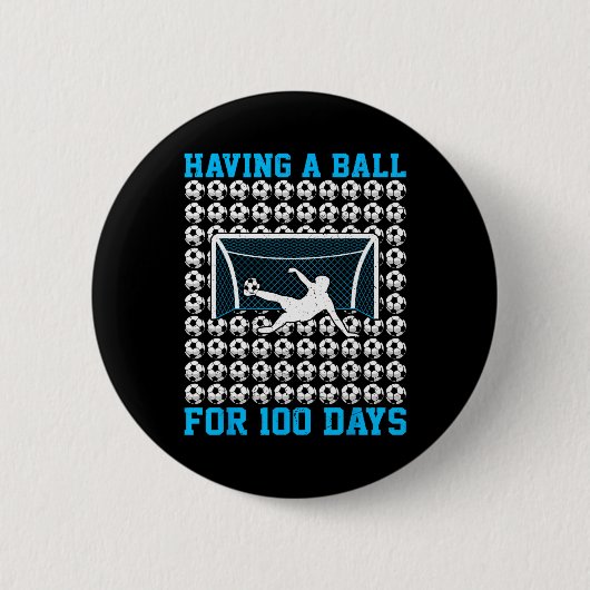 100 Tage Schule Fußball 100. Schultag für Button (Vorderseite)