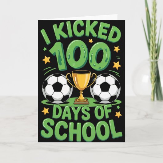 100 Tage Schule Fußball Illustration Karte (Vorderseite)