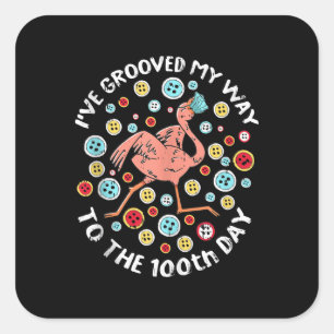 100 Tage Schule Groove Flamingo Gesicht Maske Quadratischer Aufkleber