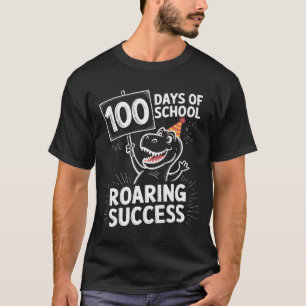 100 Tage Schule Handgezeichnete Party T-Rex Dinosa T-Shirt