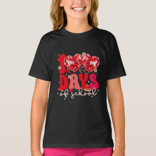 100 Tage Schule Herz Disco-Stil Lehrer rot T-Shirt