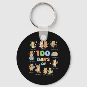 100 Tage Schule Katze für Lehrer 100. Tag der Schu Schlüsselanhänger