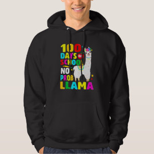 100 Tage Schule kein Problem Lama Mädchen 100. Tag Hoodie