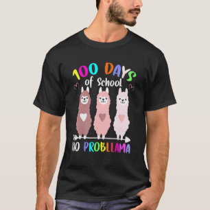 100 Tage Schule Kein Problem Llama Lehrer Schüler T-Shirt