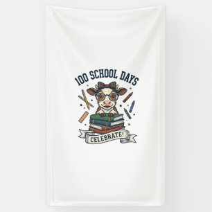 100 Tage Schule Kuh Vintage Gravur Lehrer Shir Banner