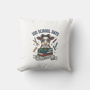 100 Tage Schule Kuh Vintage Gravur Lehrer Shir Kissen