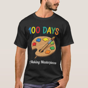 100 Tage Schule Kunst Lehrer Schüler Palette T-Shirt