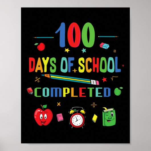 100 Tage Schule Lehrer Und Schüler Poster (Vorne)