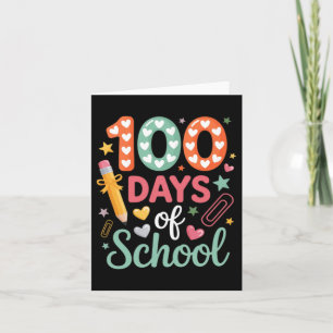 100 Tage Schule Lustiger Retro-Karo-Kreis Karte