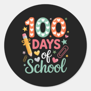 100 Tage Schule Lustiger Retro-Karo-Kreis Runder Aufkleber