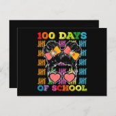 100 Tage Schule Messy Bun Lehrer Postkarte (Vorne/Hinten)