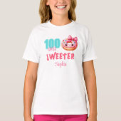 100 Tage Schule Niedlich Pink Donut Mädchen Name B T-Shirt (Vorderseite)
