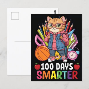 100 Tage Schule Niedliche Katze Kitten Mädchen Kin Postkarte