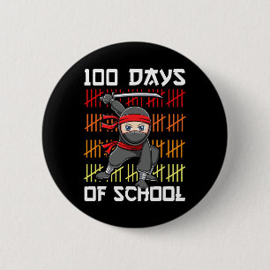 100 Tage Schule Ninja für Kinder Jungen Kampfkunst Button