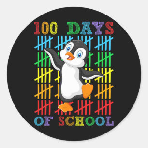 100 Tage Schule Pinguin Liebhaber Jungen Mädchen 1 Runder Aufkleber