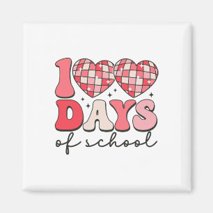 100 Tage Schule Retro-Disco-Herzen 100. Tag der Sc Magnet