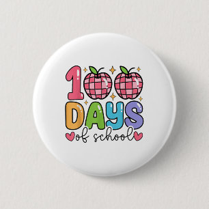 100 Tage Schule Retro Disco Lehrer Kinder glücklic Button