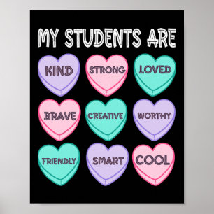 100 Tage Schule Retro-Herzen Lehrer Valentinstag Poster