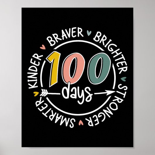 100 Tage Schule schlauer Kinder stärker Brighte Poster (Vorne)