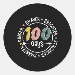 100 Tage Schule schlauer Kinder stärker Brighte Runder Aufkleber