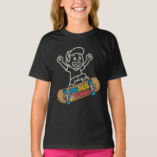 100 Tage Schule Skateboarder Mädchen Skater T-Shirt