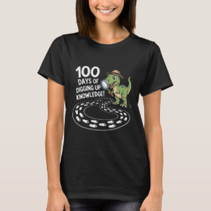 100 Tage Schule Spielender Cartoon T-Rex Paläontol T-Shirt