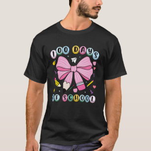 100 Tage Schule Süße Rosa Schleife Lehrer Schüler T-Shirt