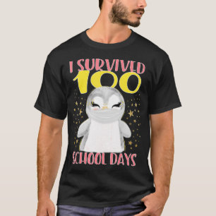 100 Tage Schule Süßer Pinguin trägt Maske Golde T-Shirt
