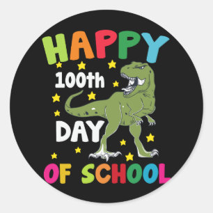 100 Tage Schule Trex 100. Tag der Schule Runder Aufkleber