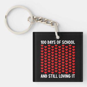 100 Tage Schule und immer noch begeistert Herzen L Schlüsselanhänger
