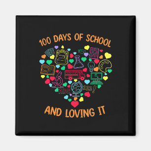 100 Tage Schule und Liebe es Herz mit Lehre Magnet