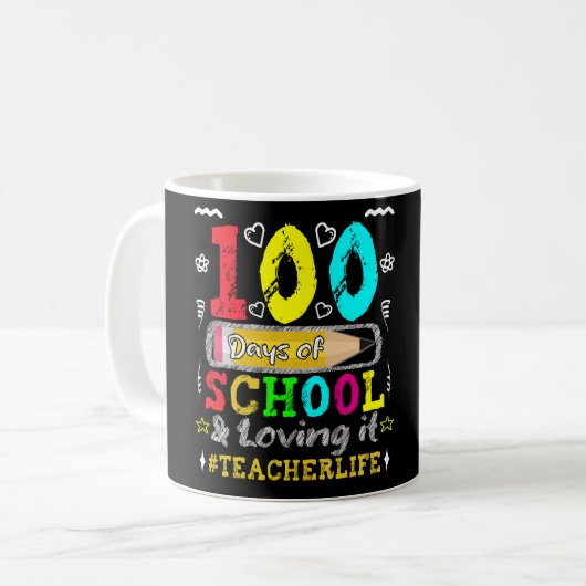 100 Tage Schule und Liebe es Kaffeetasse (Vorderseite Links)