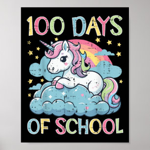 100 Tage Schule Unicorn 100. Tag Mädchen Kinder Poster