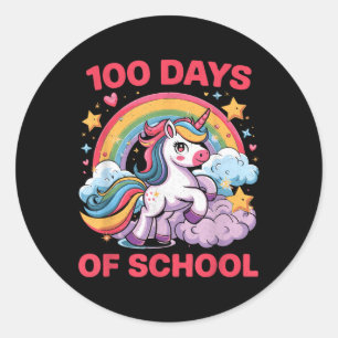 100 Tage Schule Unicorn Mädchen Lehrer 100. Runder Aufkleber