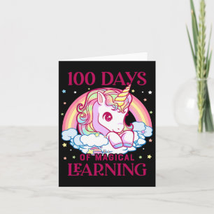 100 Tage Schule Unicorn Mädchen Lehrer 100. Tag Karte