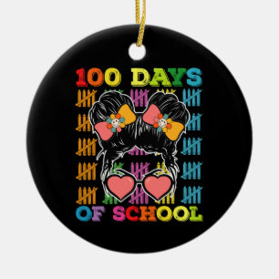 100 Tage Schule Unordentlicher Dutt Lehrer Keramik Ornament