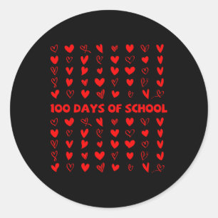 100 Tage Schule Valentinsherz Liebe 100. Tag Runder Aufkleber