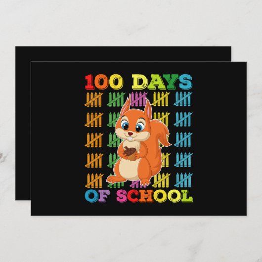 100 Tage Schuleichhörnchenlehrer Einladung (Vorne/Hinten)
