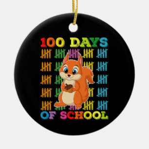 100 Tage Schuleichhörnchenlehrer Keramik Ornament