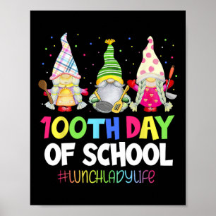 100 Tage Schulessen Lady Gnome Gnomies Cafete Poster