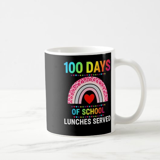 100 Tage Schulessen serviert Regenbogen-Mittagesse Kaffeetasse (Rechts)