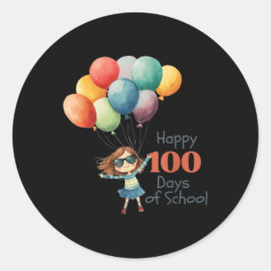 100 Tage Schulfeier Outfit für Mädchen Runder Aufkleber