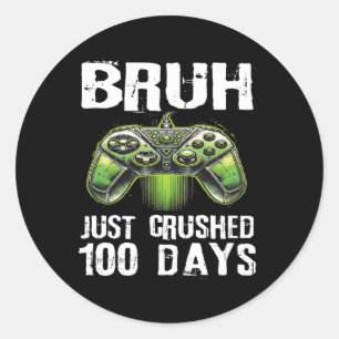 100 Tage SchulGamer Bruh Boys Kids Video Game Runder Aufkleber