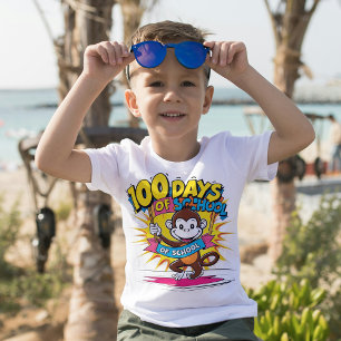 100 Tage schulische farbenfrohe Affen Kinder Desig T-Shirt
