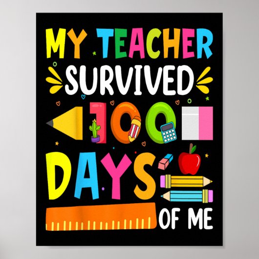 100 Tage Schuljunge Mädchen Kinder Lehrerin Gesche Poster (Vorne)