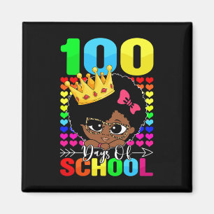 100 Tage Schulkinder Mädchen Schwarzes Afrika Amer Magnet