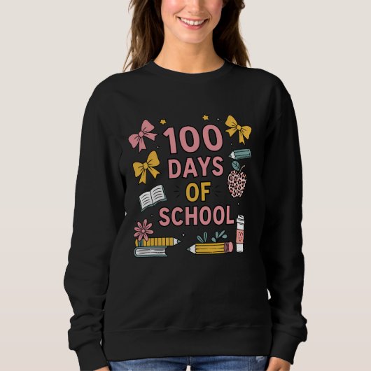 100 Tage Schulkoquette Bow 100. Schultag Sweatshirt (Vorderseite)