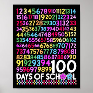 100 Tage Schullehrer Kind 100 Tage Mathematik Zahl Poster