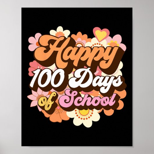 100 Tage Schullehrer Kinder Groovy 100 Tag Poster (Vorne)